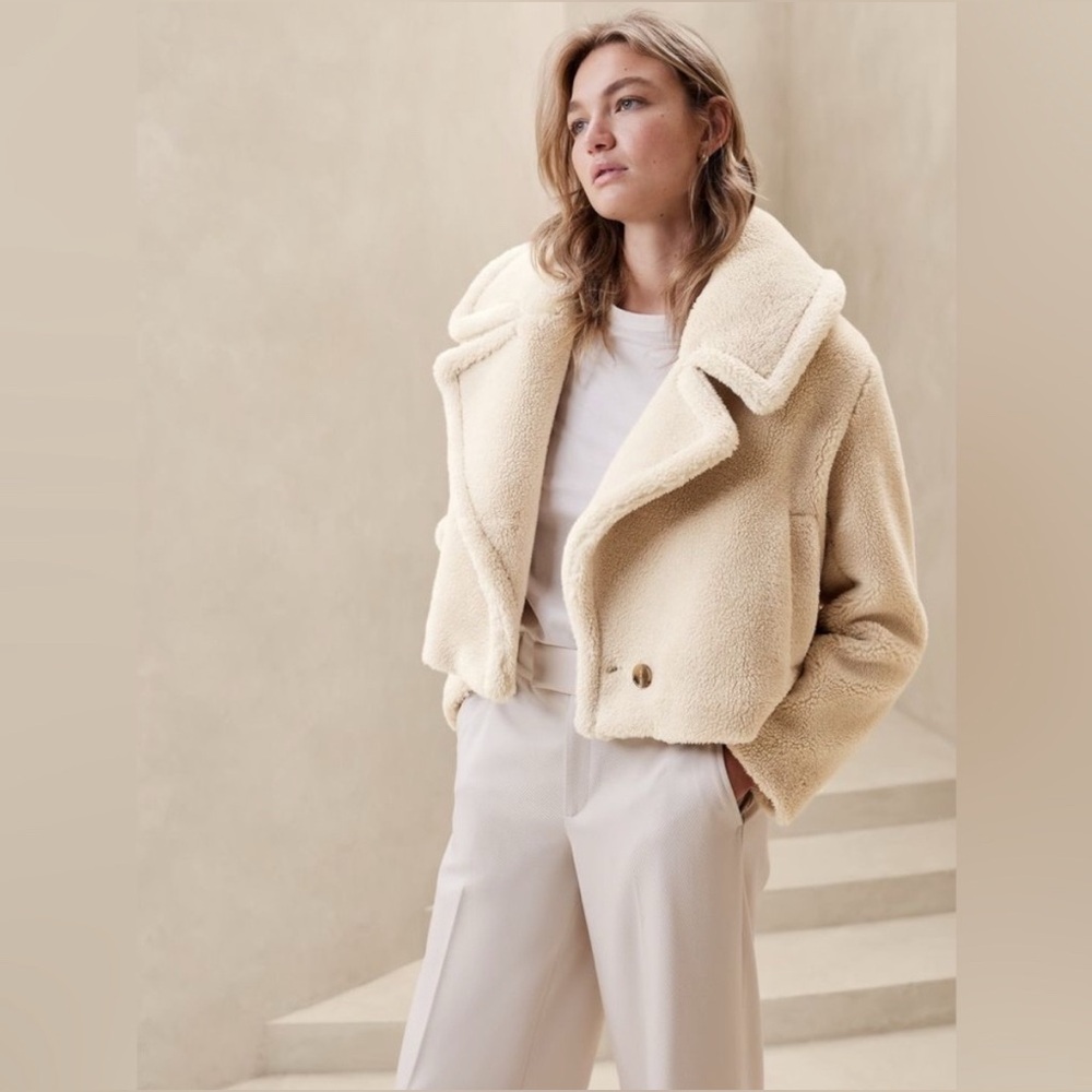 Banana Republic Cream Teddy Jacket